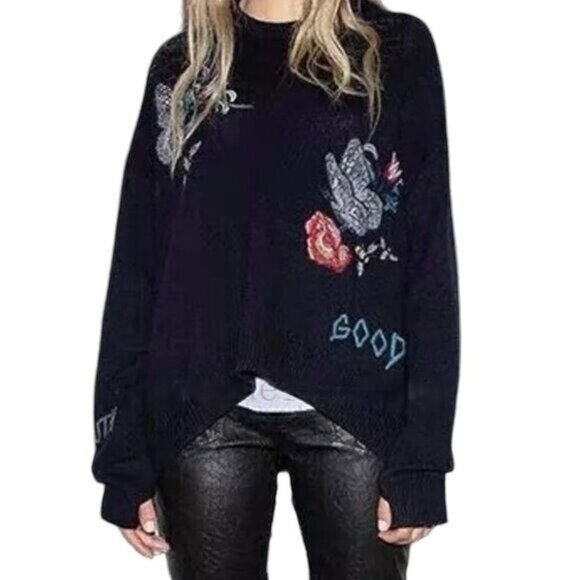 OVERSIZED ZADIG & VOLTAIRE CASHMERE SWEATER SIZE L NEW - Picture 4 of 12